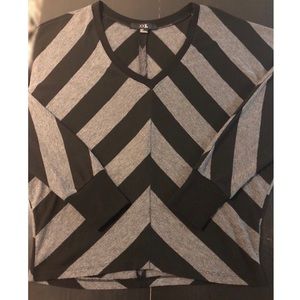 Forever 21 Black & Gray V-Neck Knit Woman Sweater